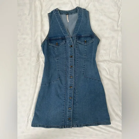 Free People denim mini dress - Picture 2 of 2